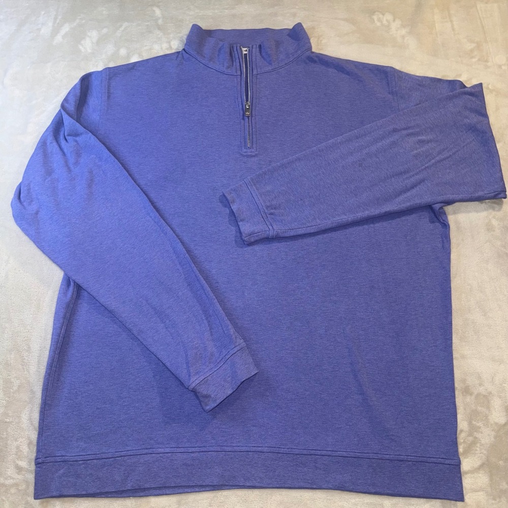 Peter Millar Mens XL Purple Heather 100% Cotton Quarter Zip Pullover Sweater